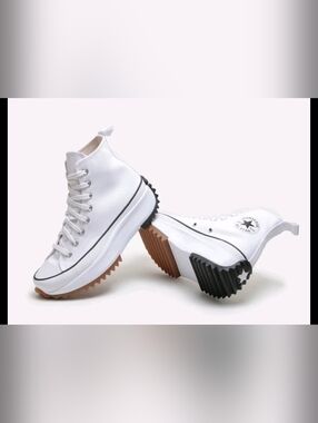 Converse White High-Top Platform Sneakers with Two-Tone Lug Sole